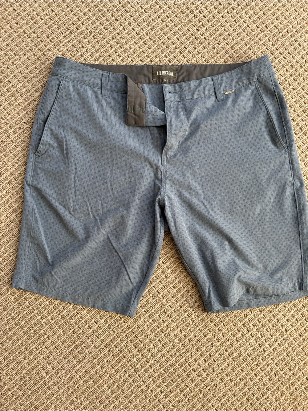Linksoul Men's Slate Blue Flat-Front Shorts